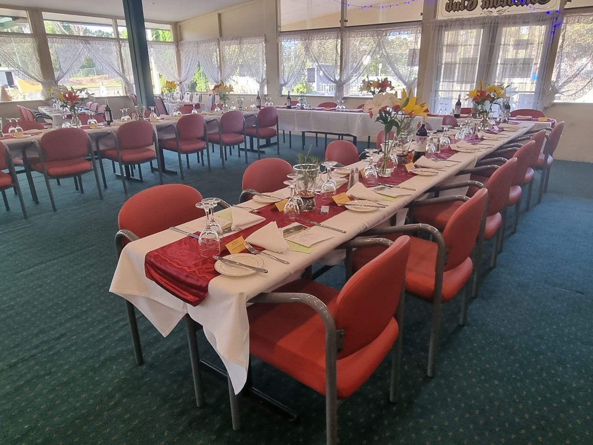 The Concordia Club dining and function room set for a daytime gathering